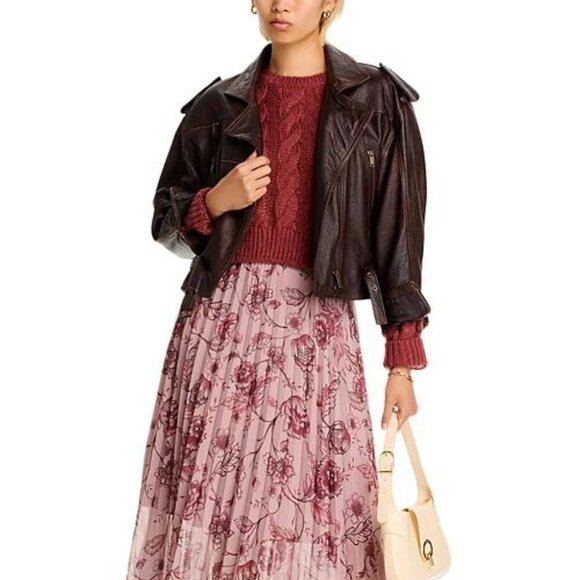 Steve Madden Ceronne Cable Knit Crewneck Sweater - NWT Small Rust - Picture 2 of 6